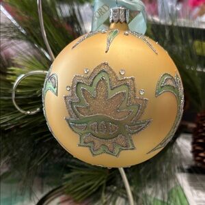 Waterford Ornaments with Green and Silver Accents